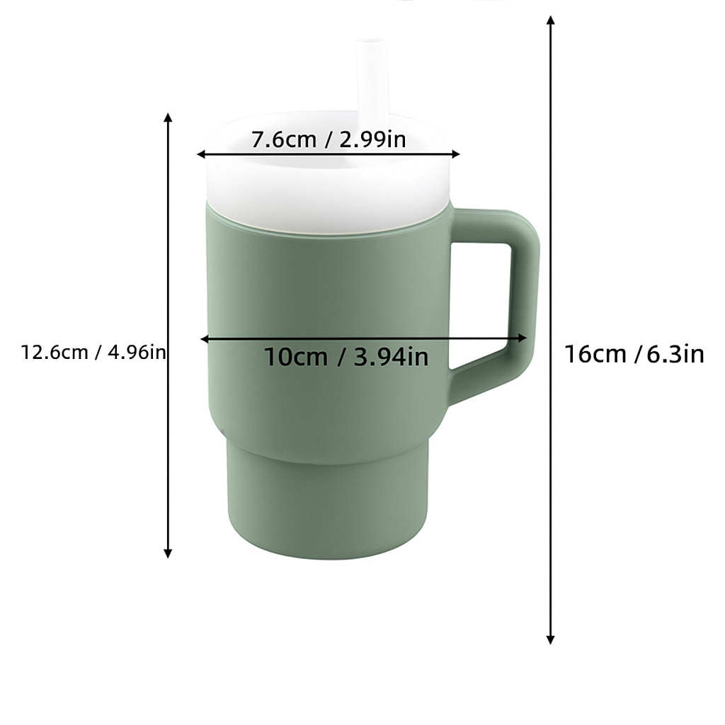 Siliconen Kinder beker met 2 Rietjes – 280ml | Mintgroen