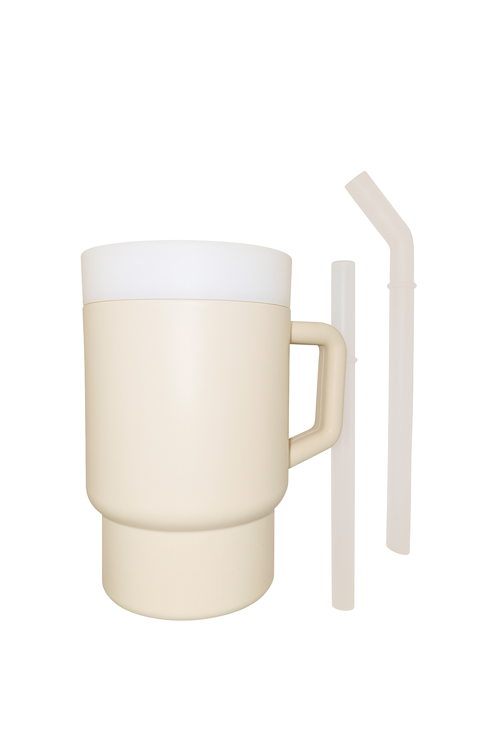 Siliconen Kinder beker met 2 Rietjes – 280ml | Beige
